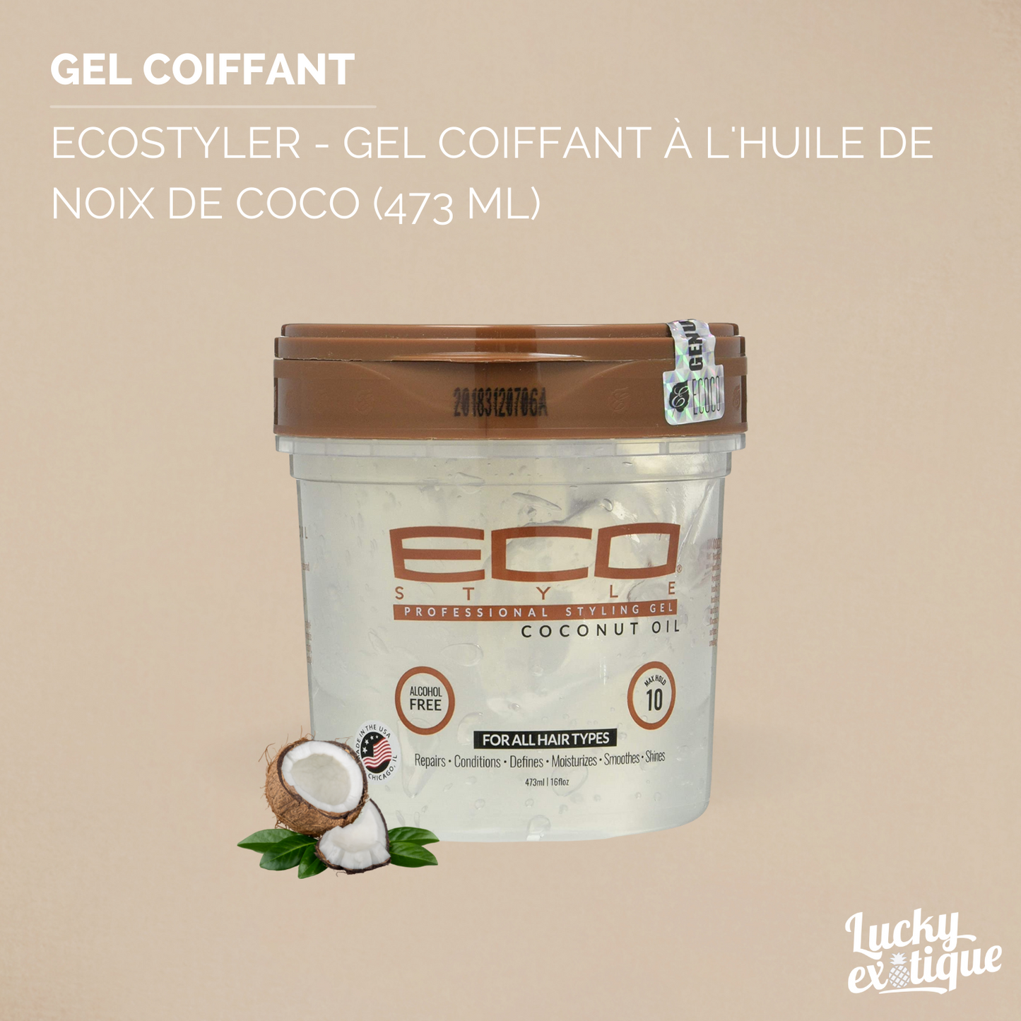 ECOSTYLER - Gel coiffant à l'huile de noix de coco (473 ml)