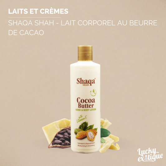 SHAQA SHAH - Lait corporel à base de beurre de cacao 1L