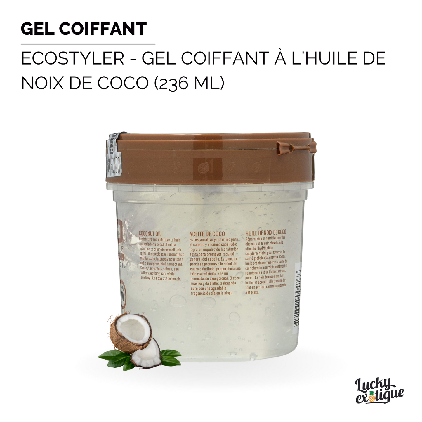 ECOSTYLER - Gel coiffant à l'huile de noix de coco (236 ml)