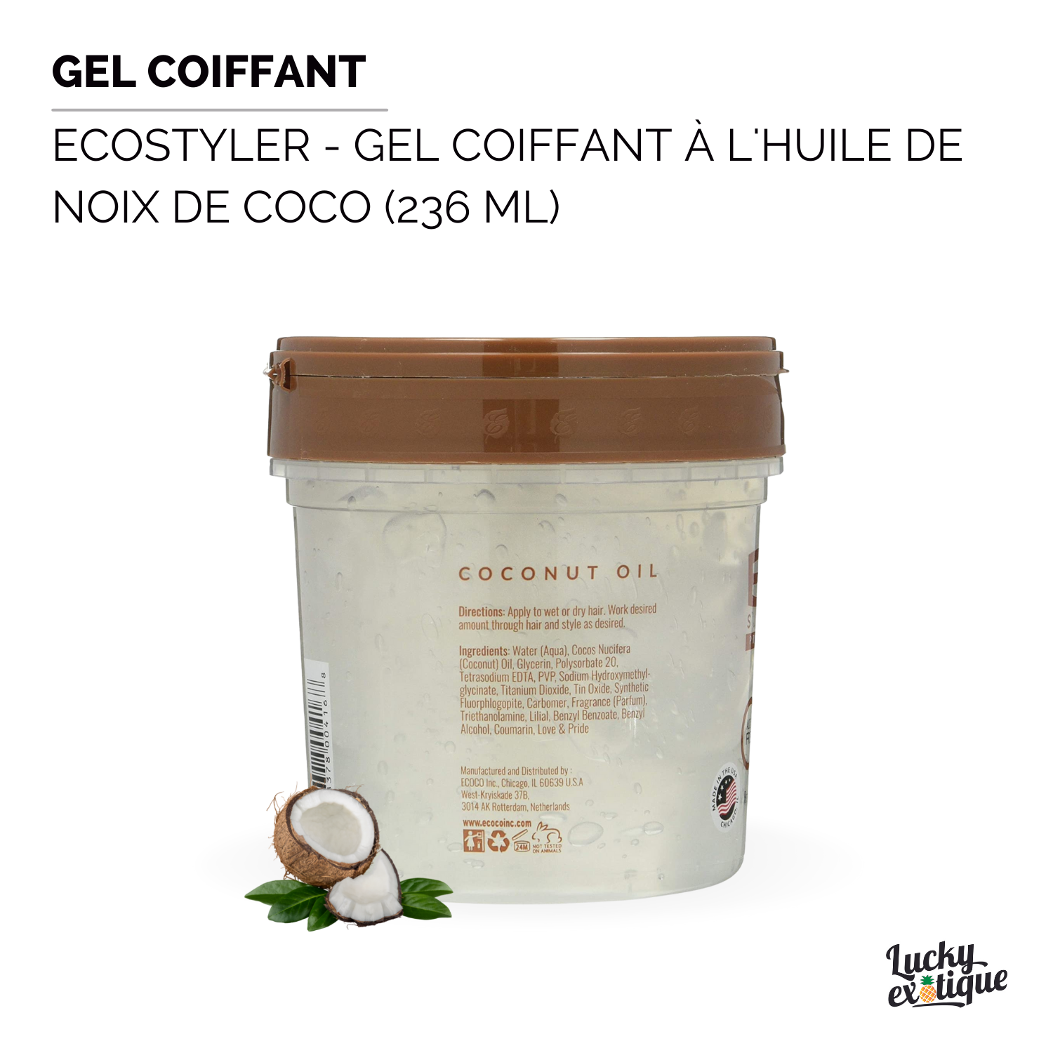 ECOSTYLER - Gel coiffant à l'huile de noix de coco (236 ml)